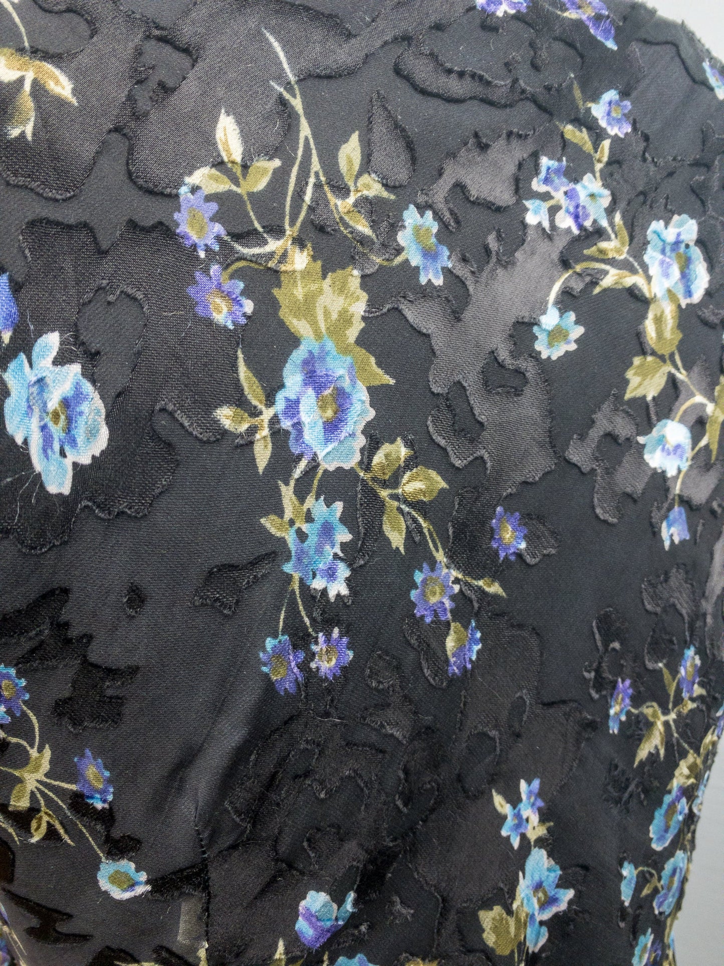 90's Y2K Bias Cut Silk/Rayon Black Floral Dress | S