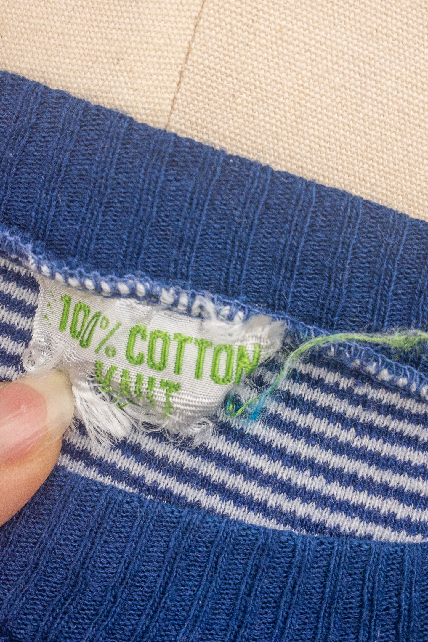 50's Navy Striped Raglan Ringer V Neck Sweater