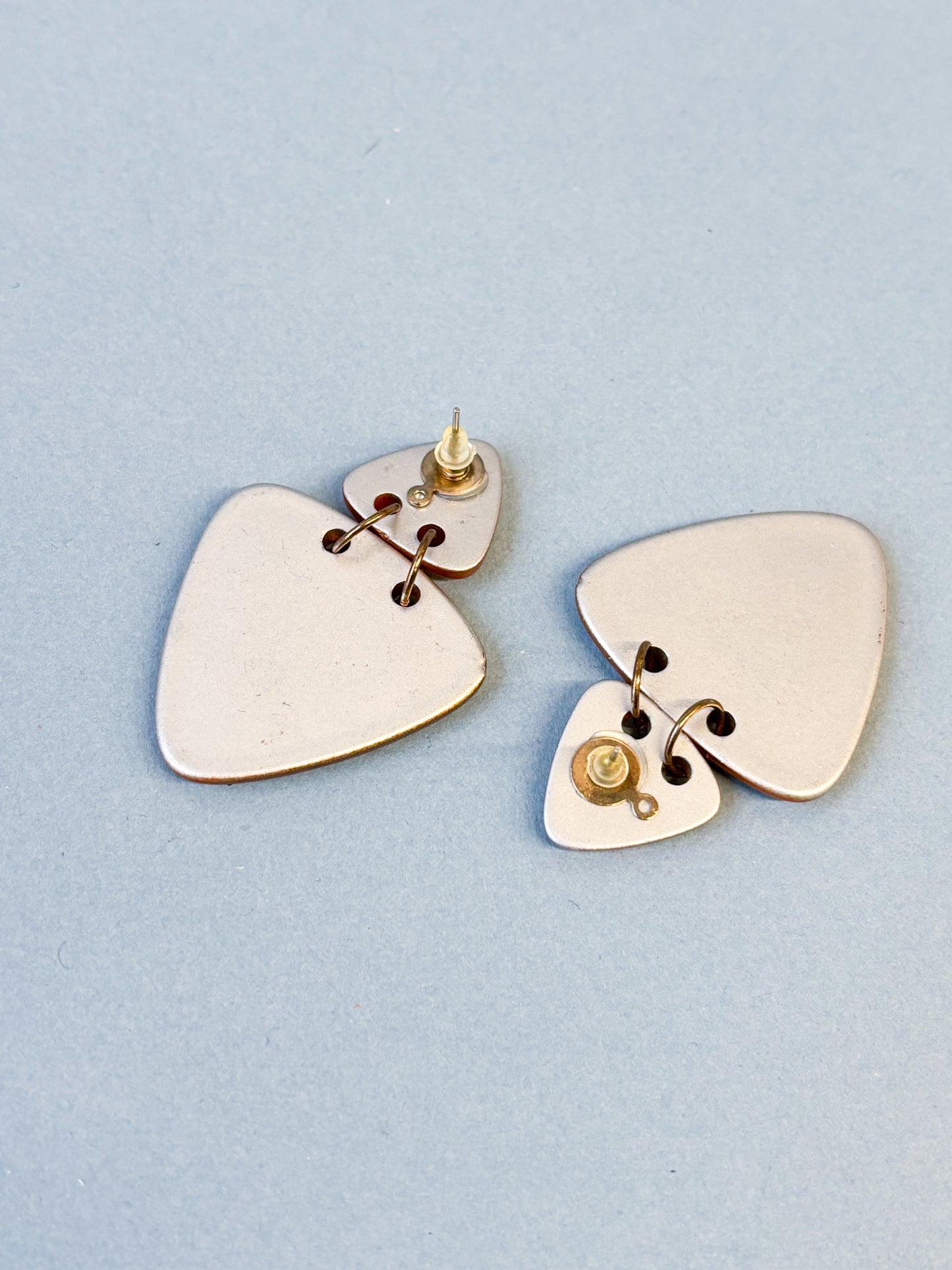 Burnt Orange Guitar Pick Dangle Pierced Earrings