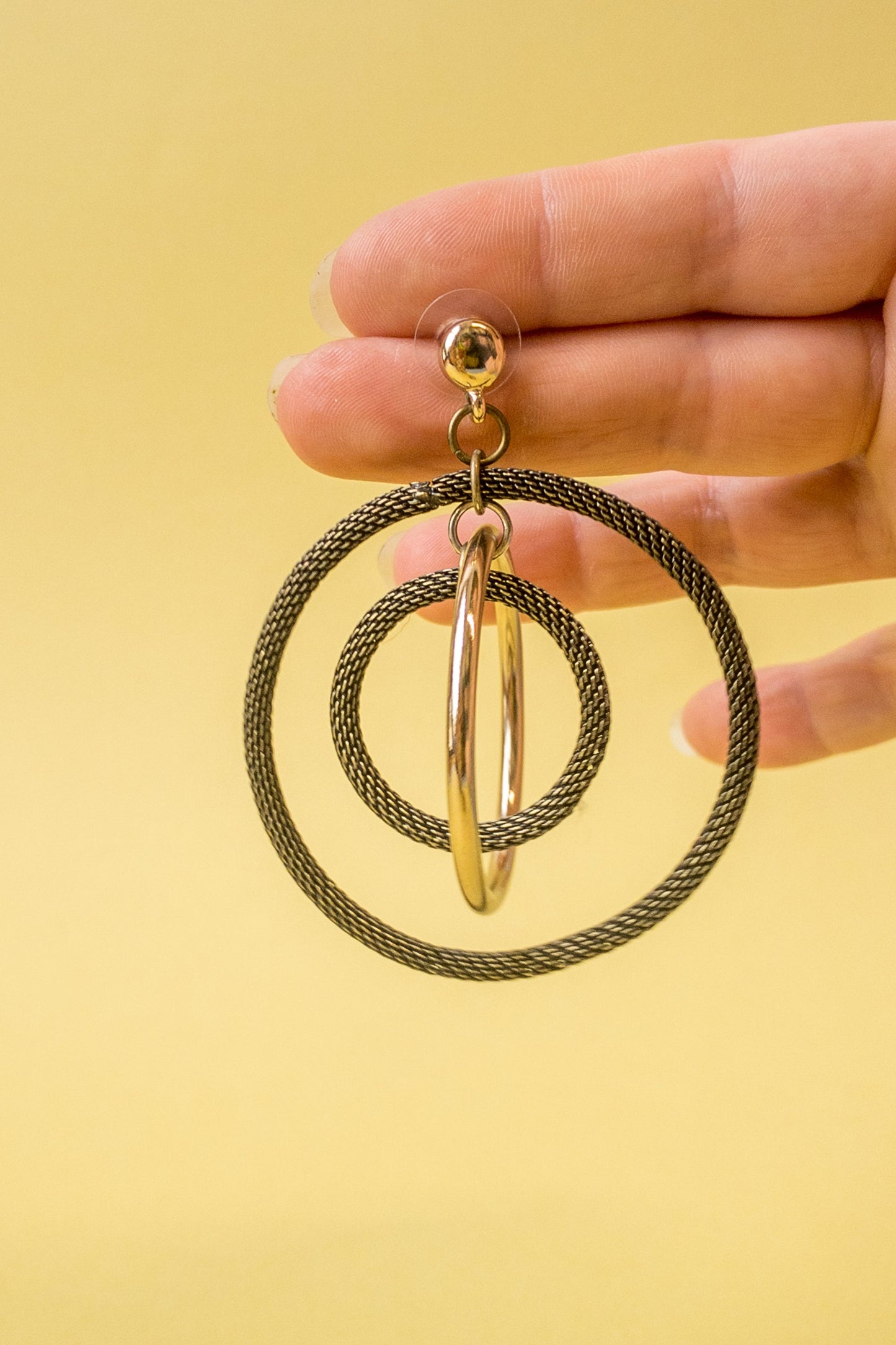 Gold Chain Orbit Hoop Dangle Orbit Gold Earrings