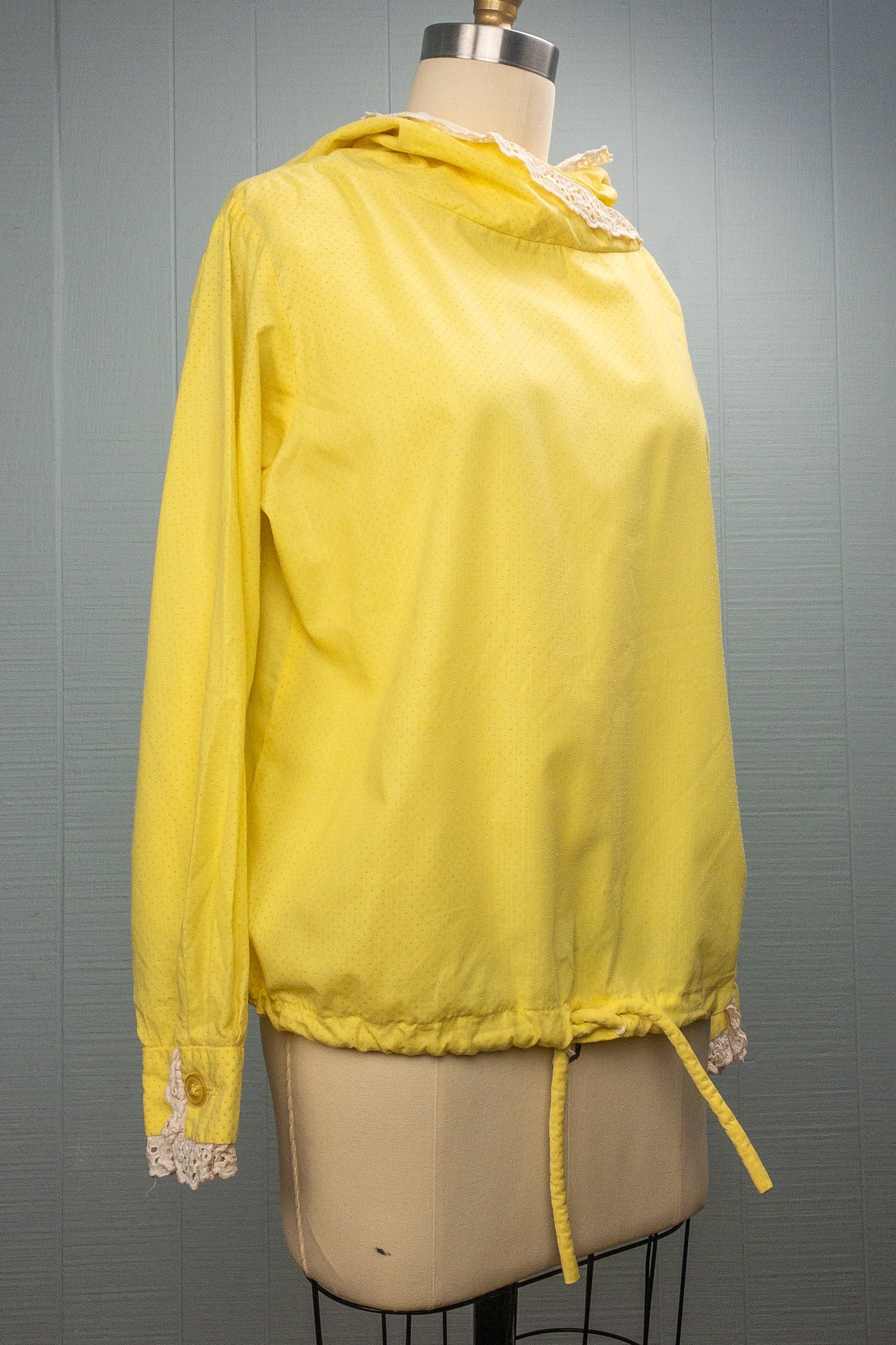 60's Yellow Dots & Lace Hoodie | S/M