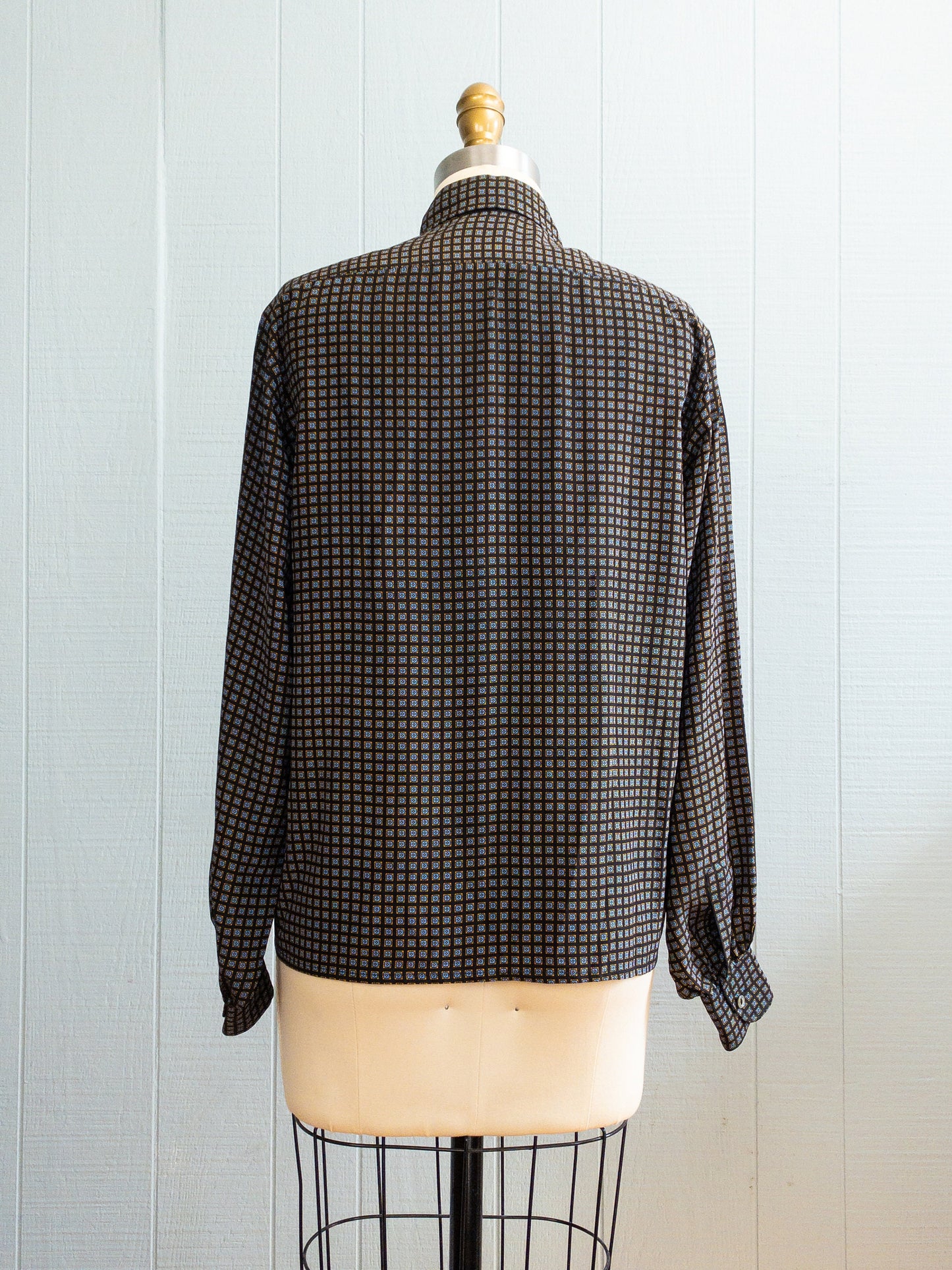 70's/80's YSL Black Patterned Blouse | XS/S