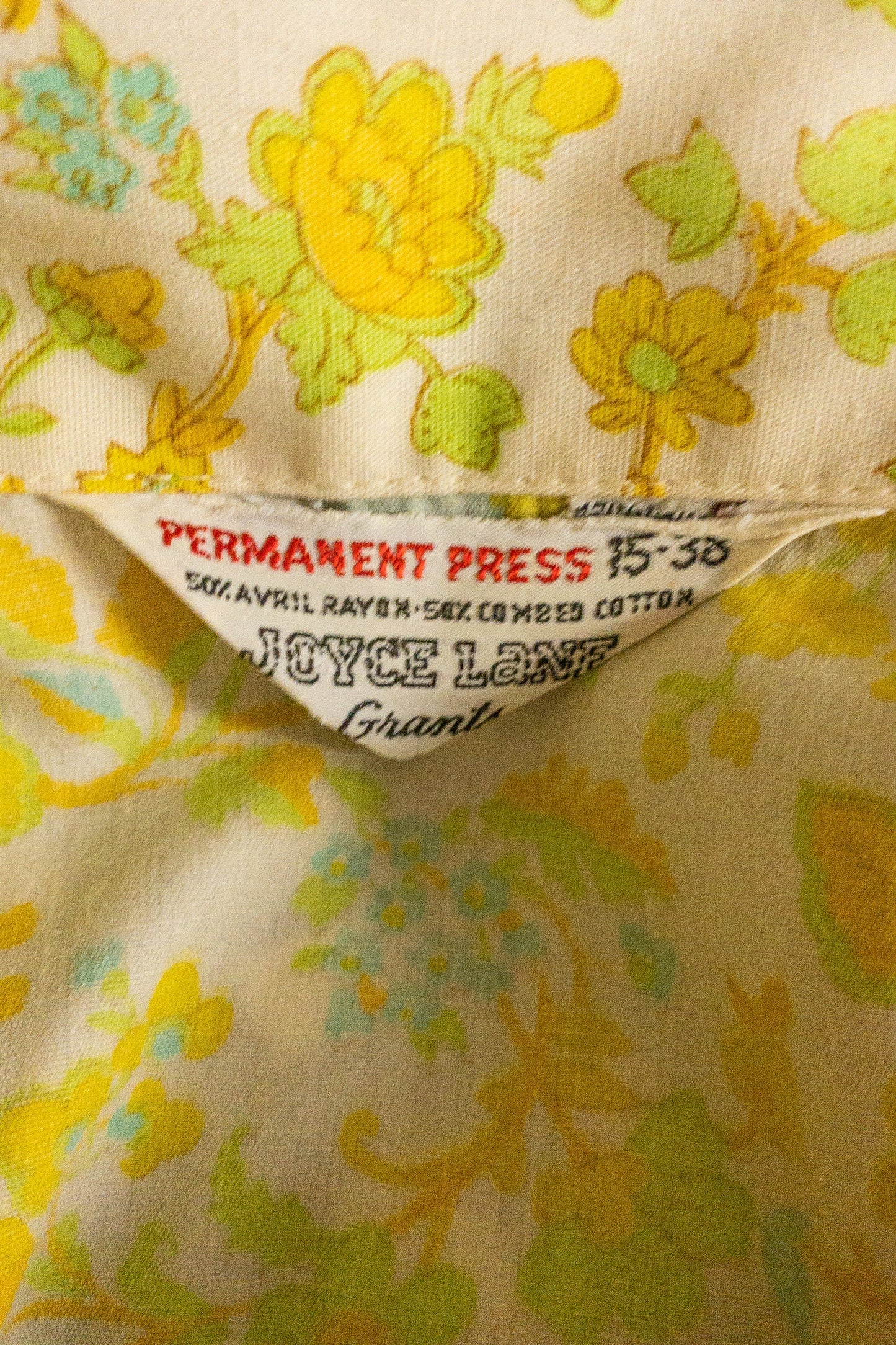 60's Lemon Lime Floral Button Shirt | M/L