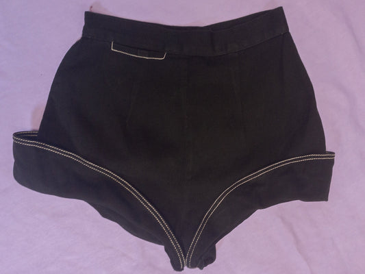 50's Black Tap Shorts | 25" | High Waist Pin Up Booty, Bloomers