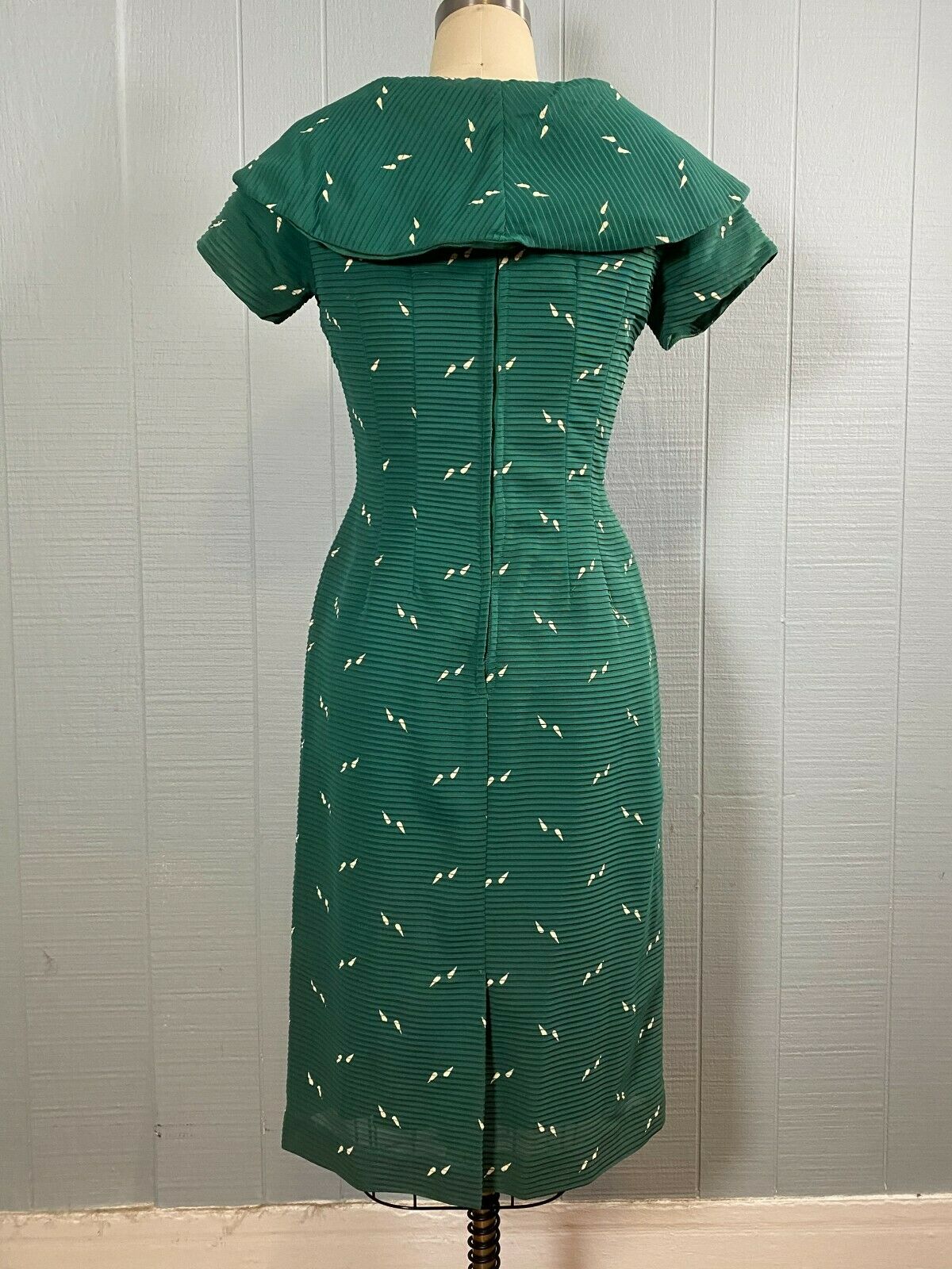 50s Emerald Green Fleck Sailor Dress | S/M