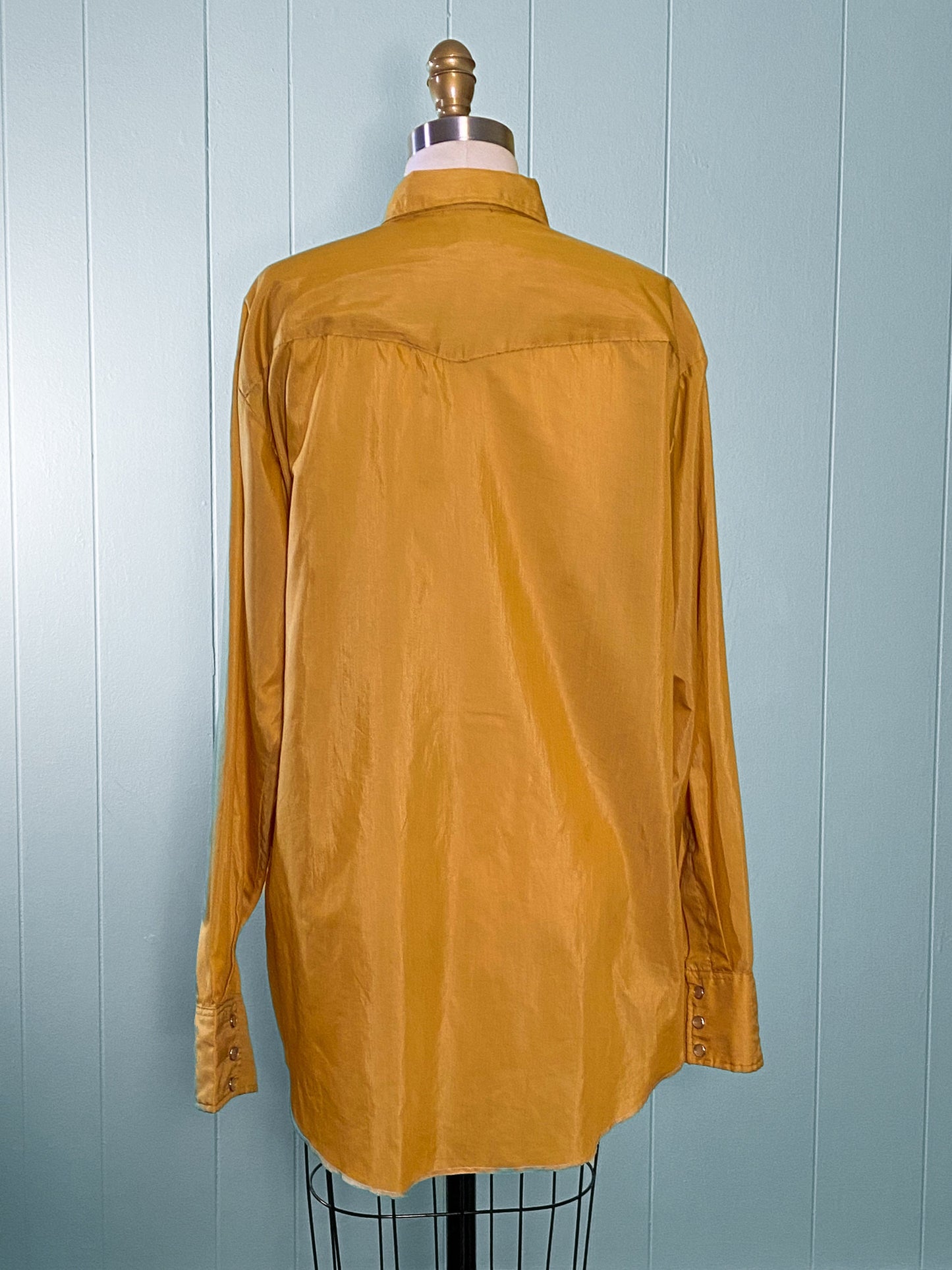 60s 70s Mustard Western Dress Shirt | L/XL