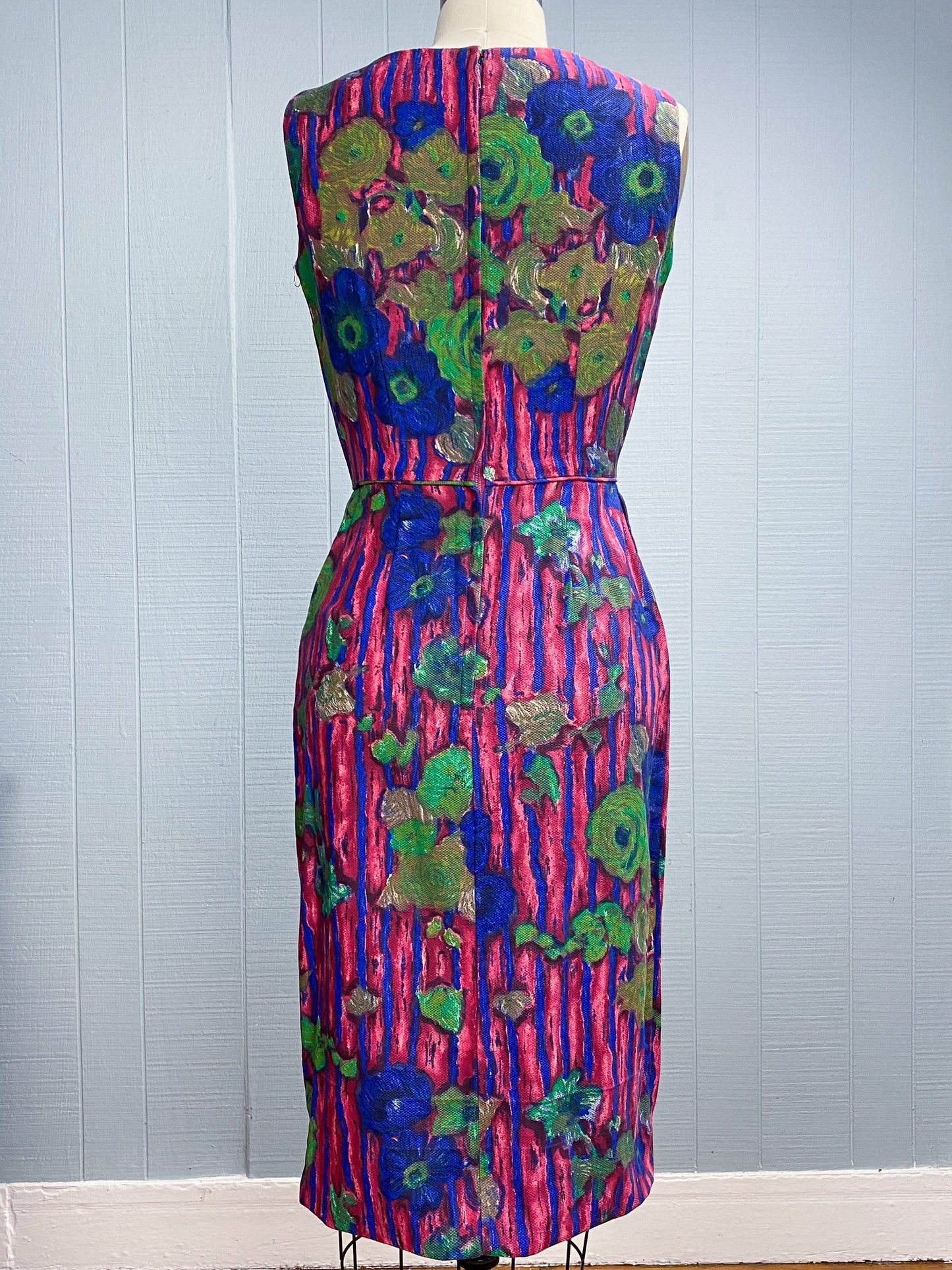50s 60s Striking Floral Dress | XS