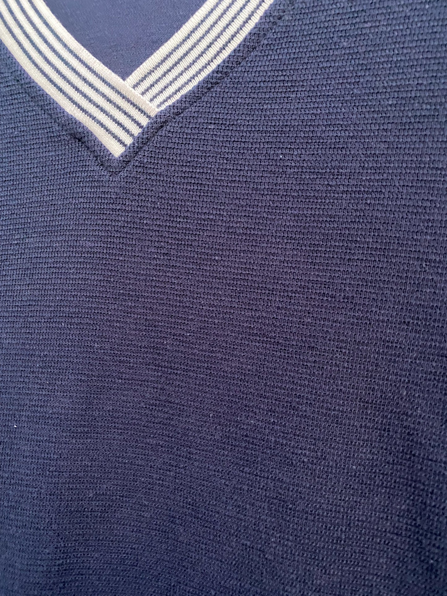 80s 90s Navy V Neck Ringer Stripe TShirt