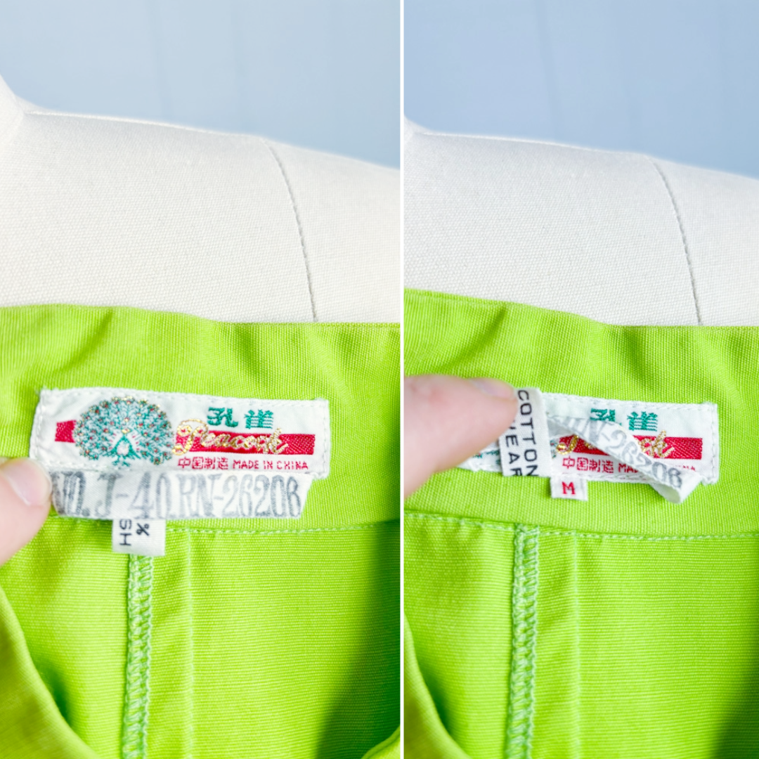 60's Neon Lime Green Cheongsam Mao Collar Jacket