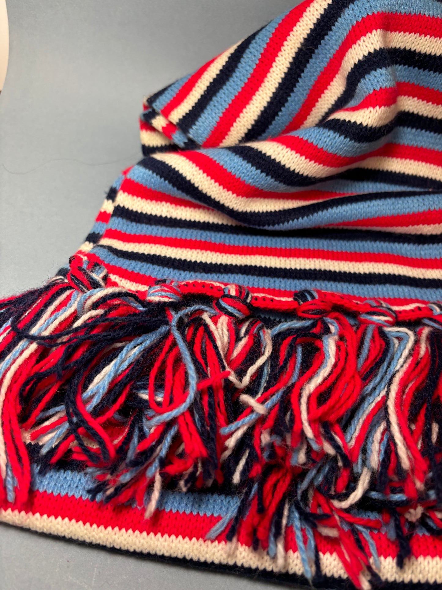 70's Red White & Blue Stripe Knit Winter Scarf