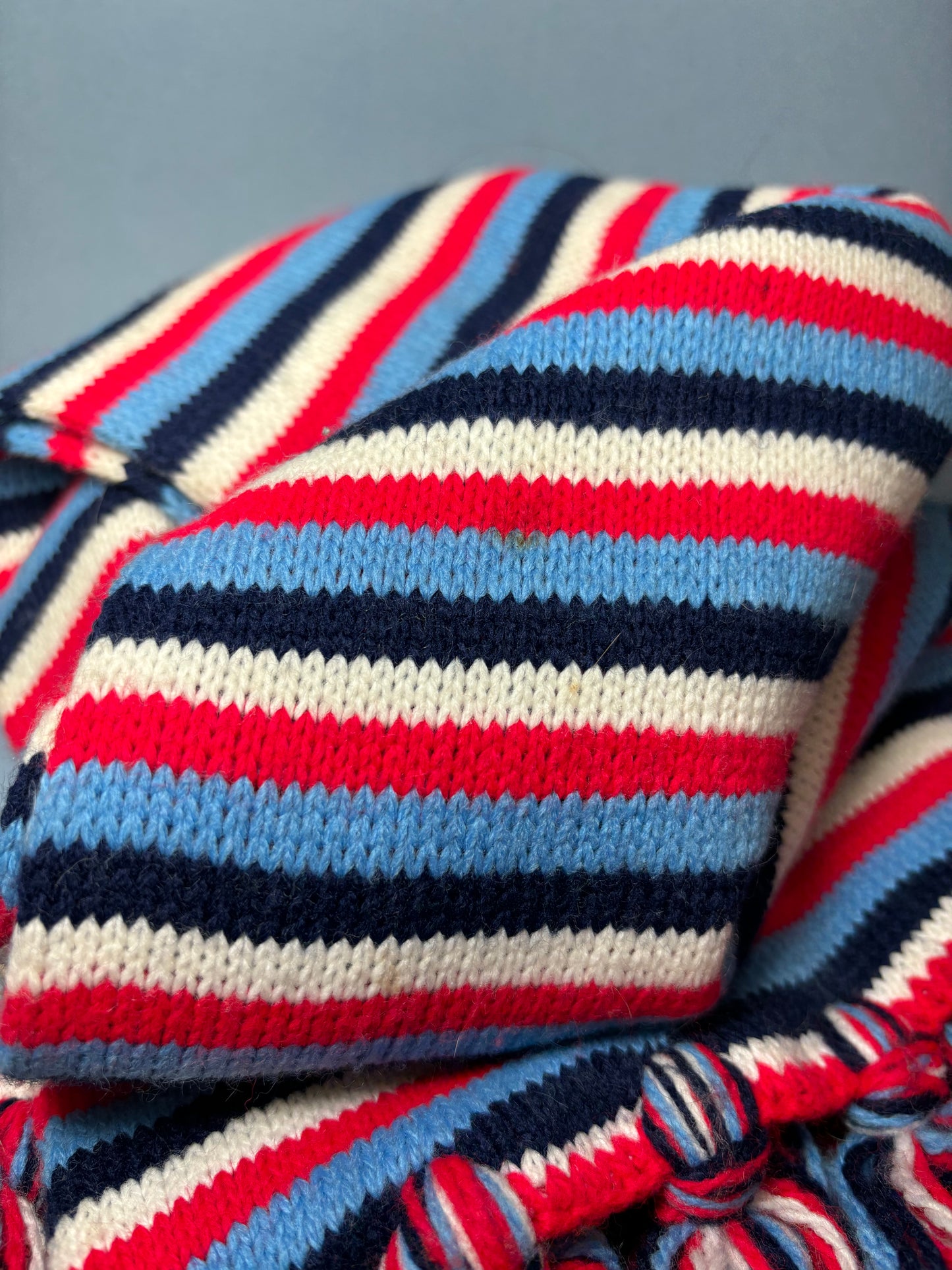 70's Red White & Blue Stripe Knit Winter Scarf