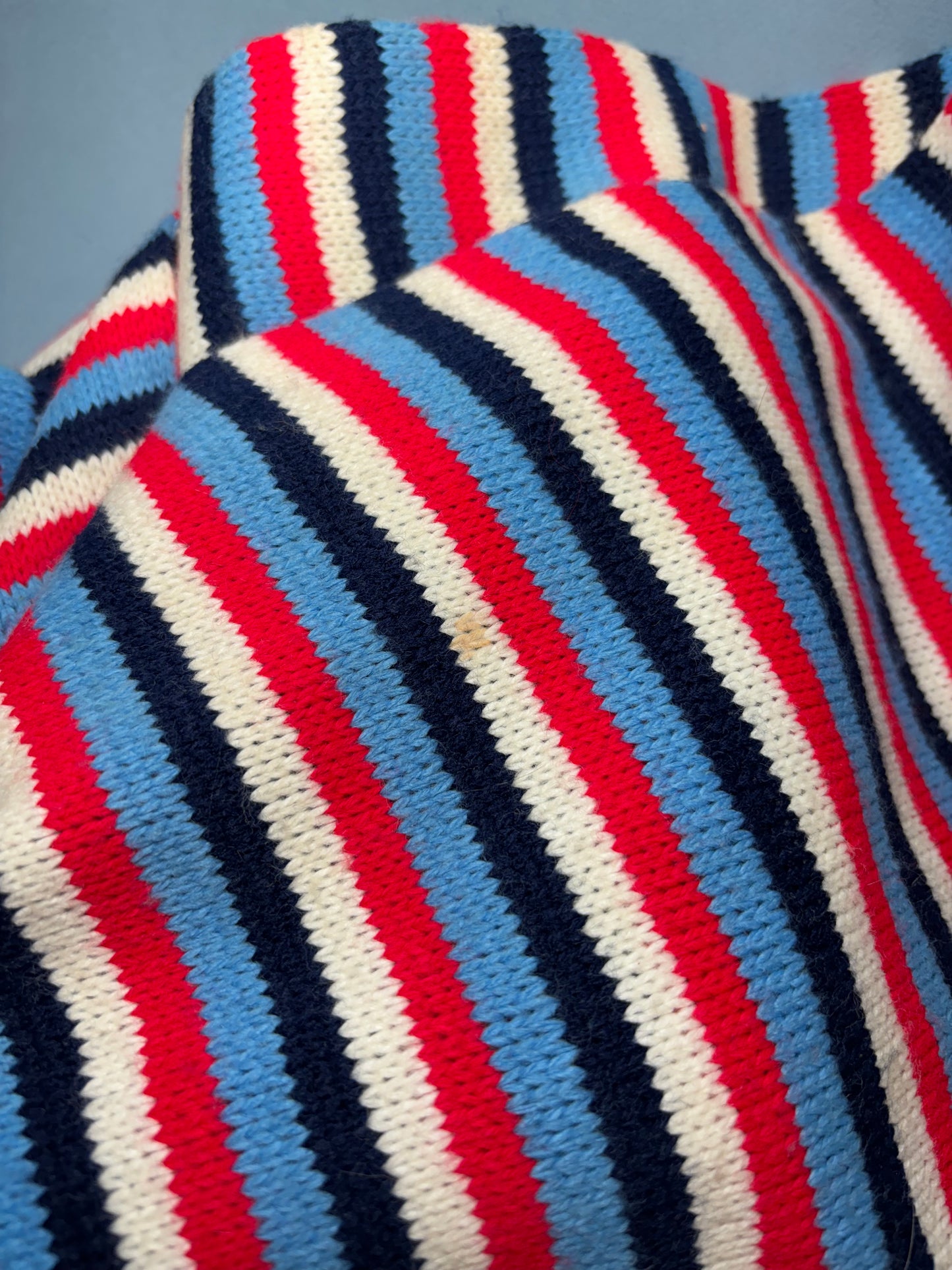 70's Red White & Blue Stripe Knit Winter Scarf