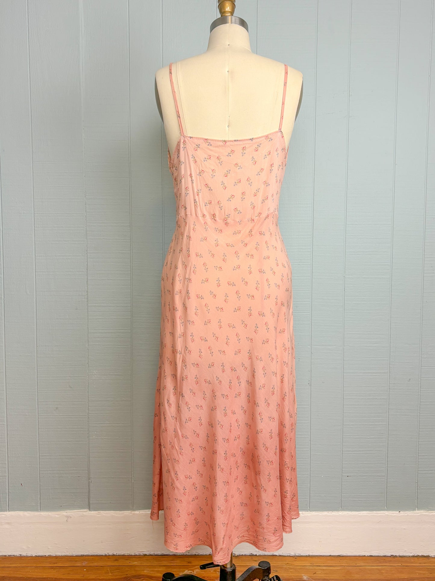 Vintage Dusty Pink Overdyed Bias Floral Slip Dress Nightie