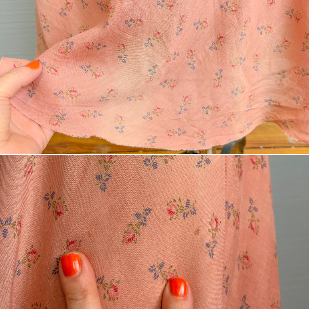 Vintage Dusty Pink Overdyed Bias Floral Slip Dress Nightie