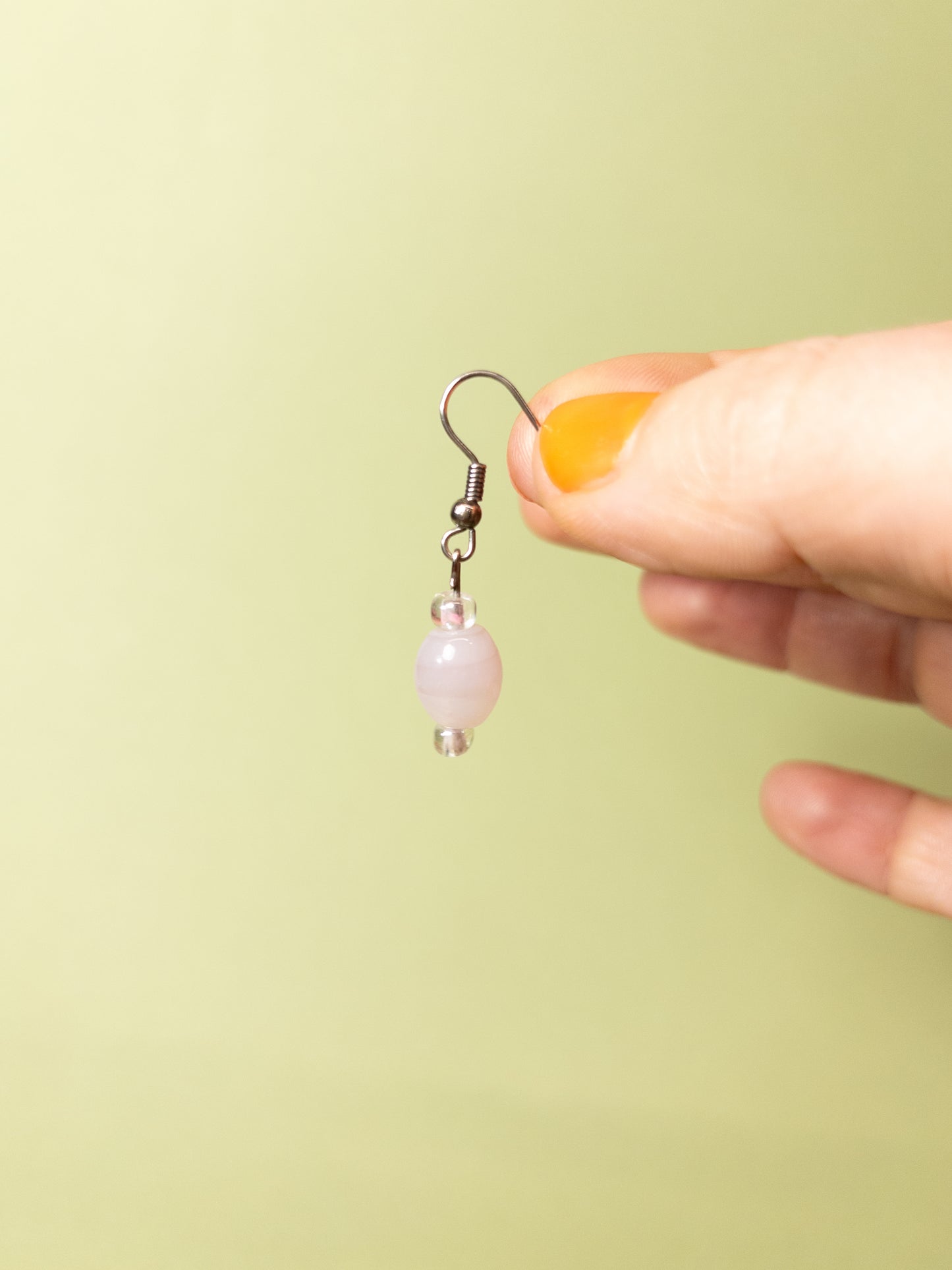 90's 00's Milky Pink Glass Dangle Earrings