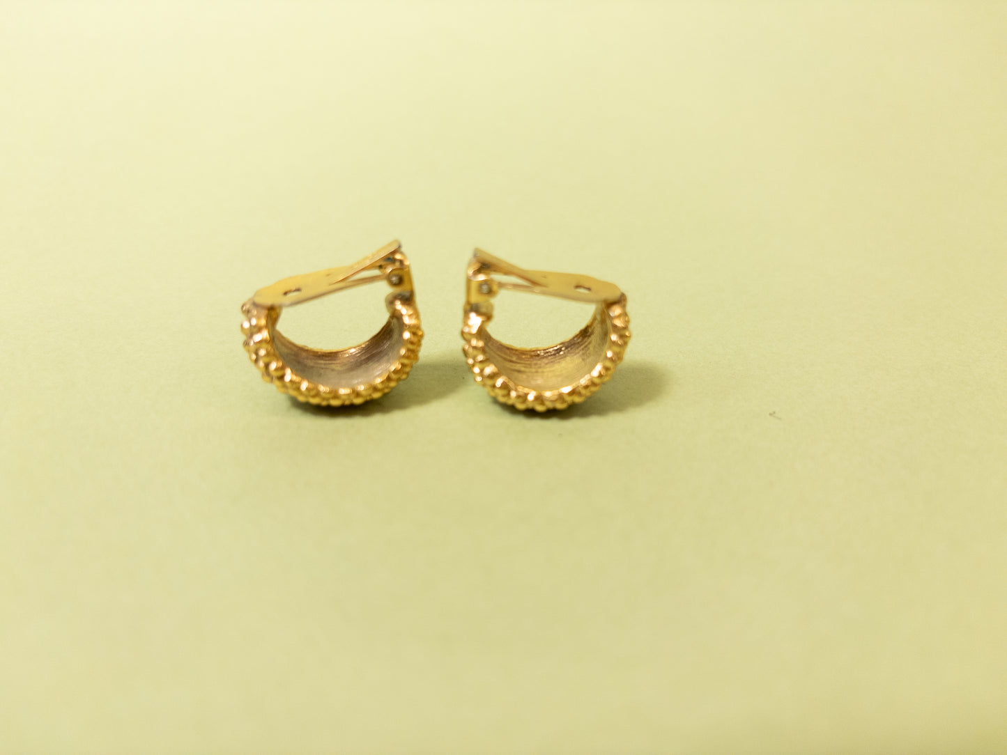 80's 90's Gold Dotted Chunky Huggie Hoop Clip On Earrings