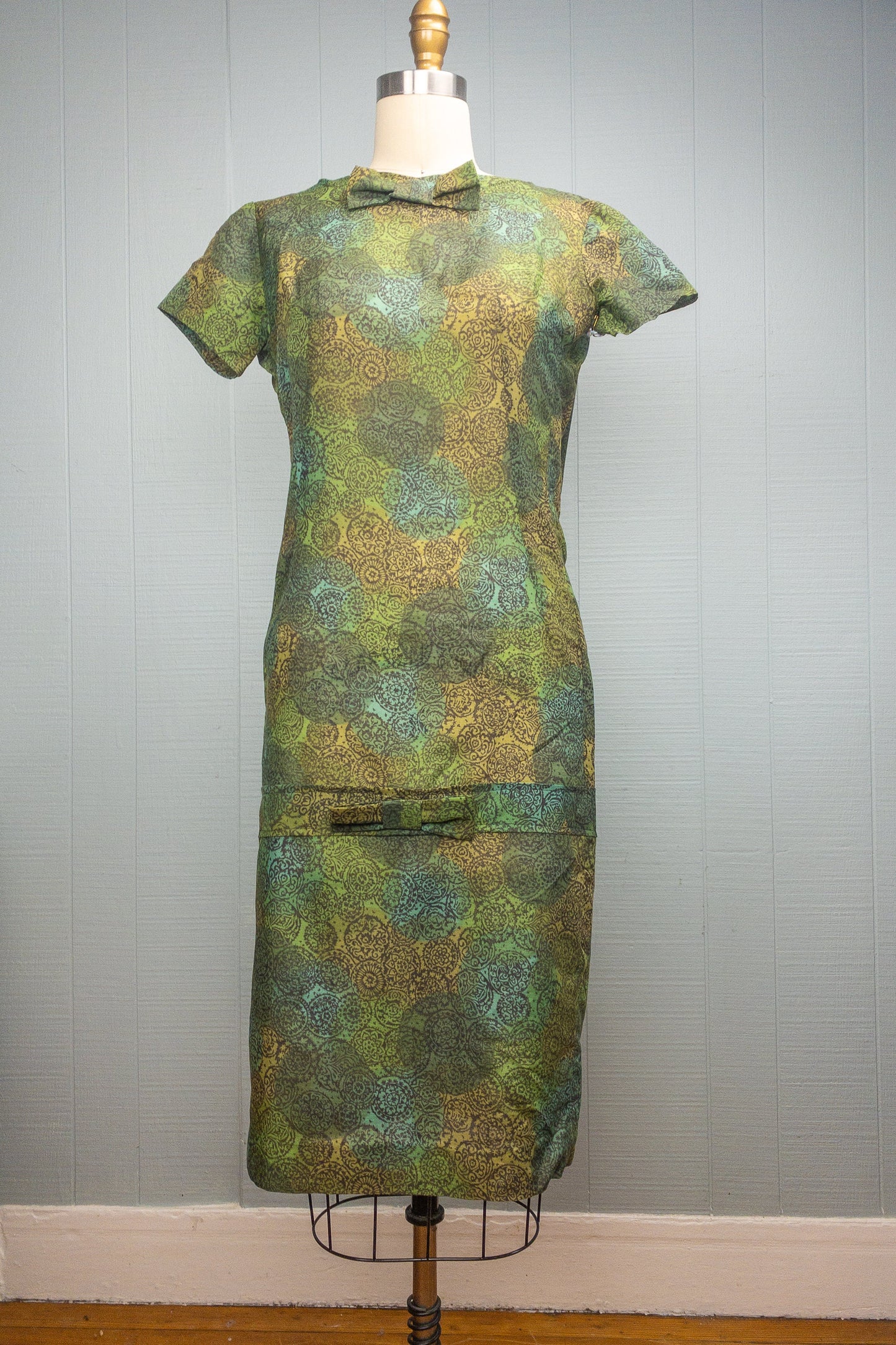 60s Green Watteau Shift | XS/S