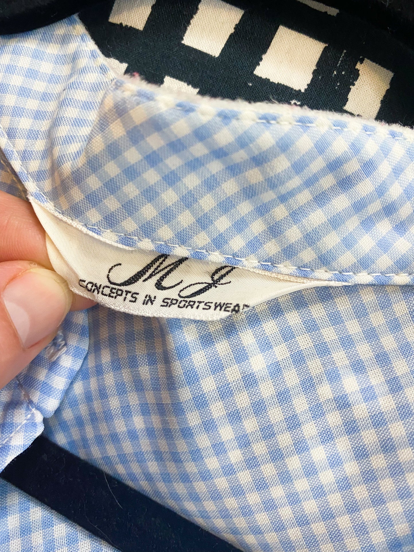 80's Blue Gingham Summer Picnic Shirt | M/L