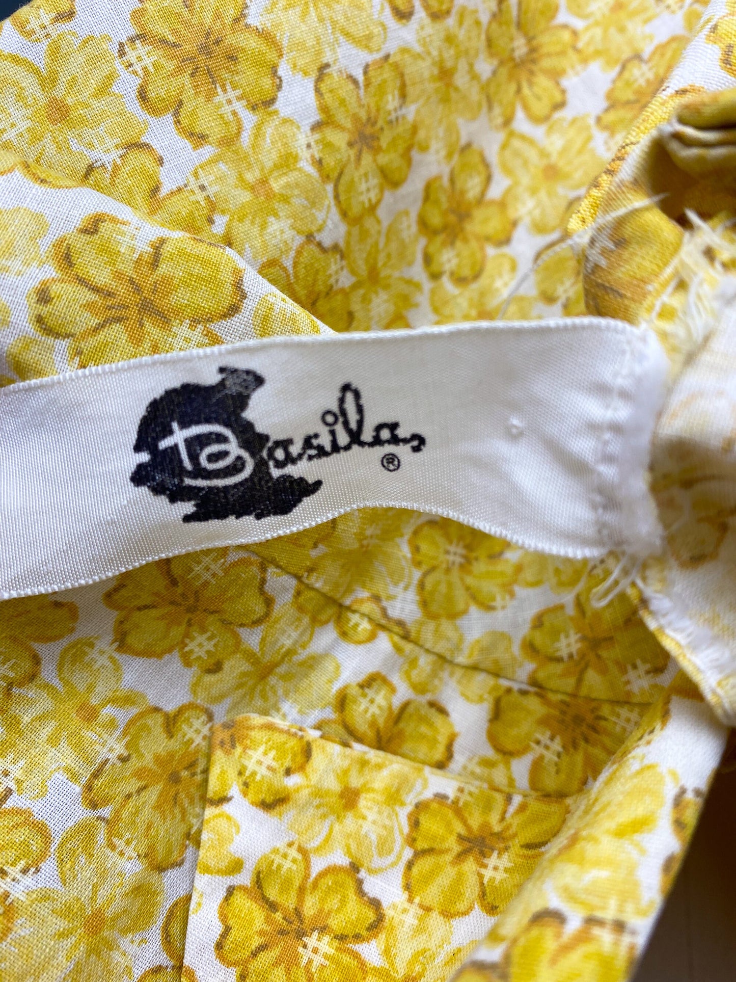 50s Yellow Daisy Flower Dress | XXS/XS