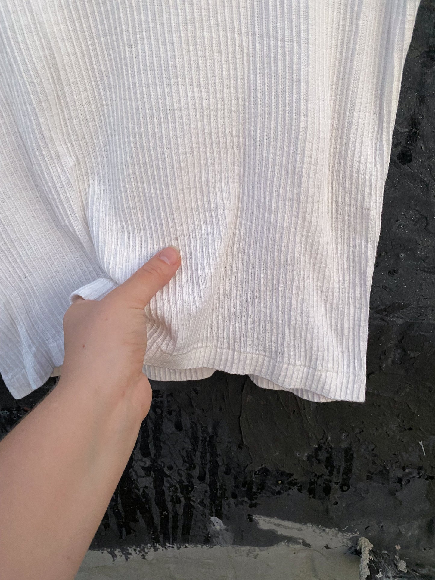 60s Square Neck Ribbed White T Shirt