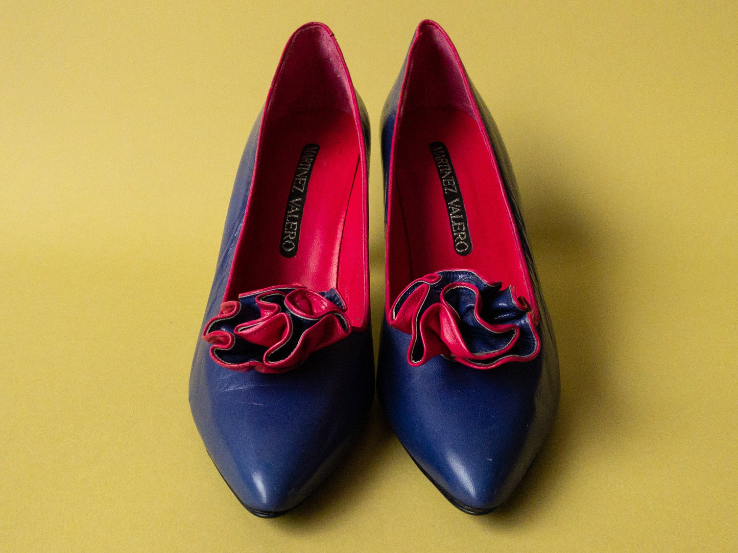 80s Magenta and Blue Leather Heels | 9