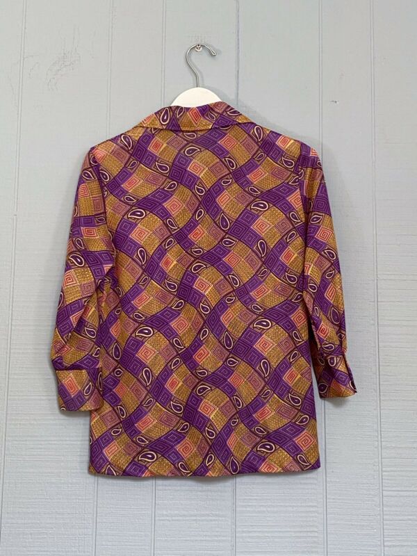 60's 70's Gold & Purple Geometric Paisley Shirt | S/M