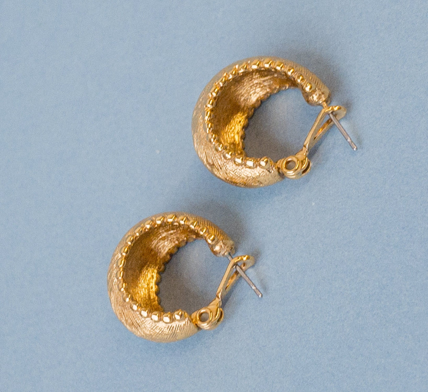 70's 80's Gold Hoop Huggie Earrings