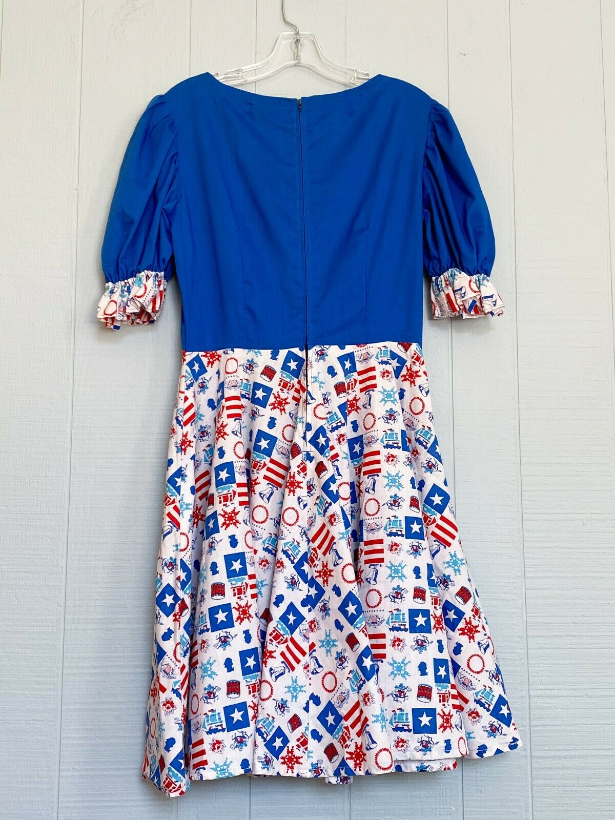 70s Square Dancing Red White & Blue American Bicentennial Dress | M/L