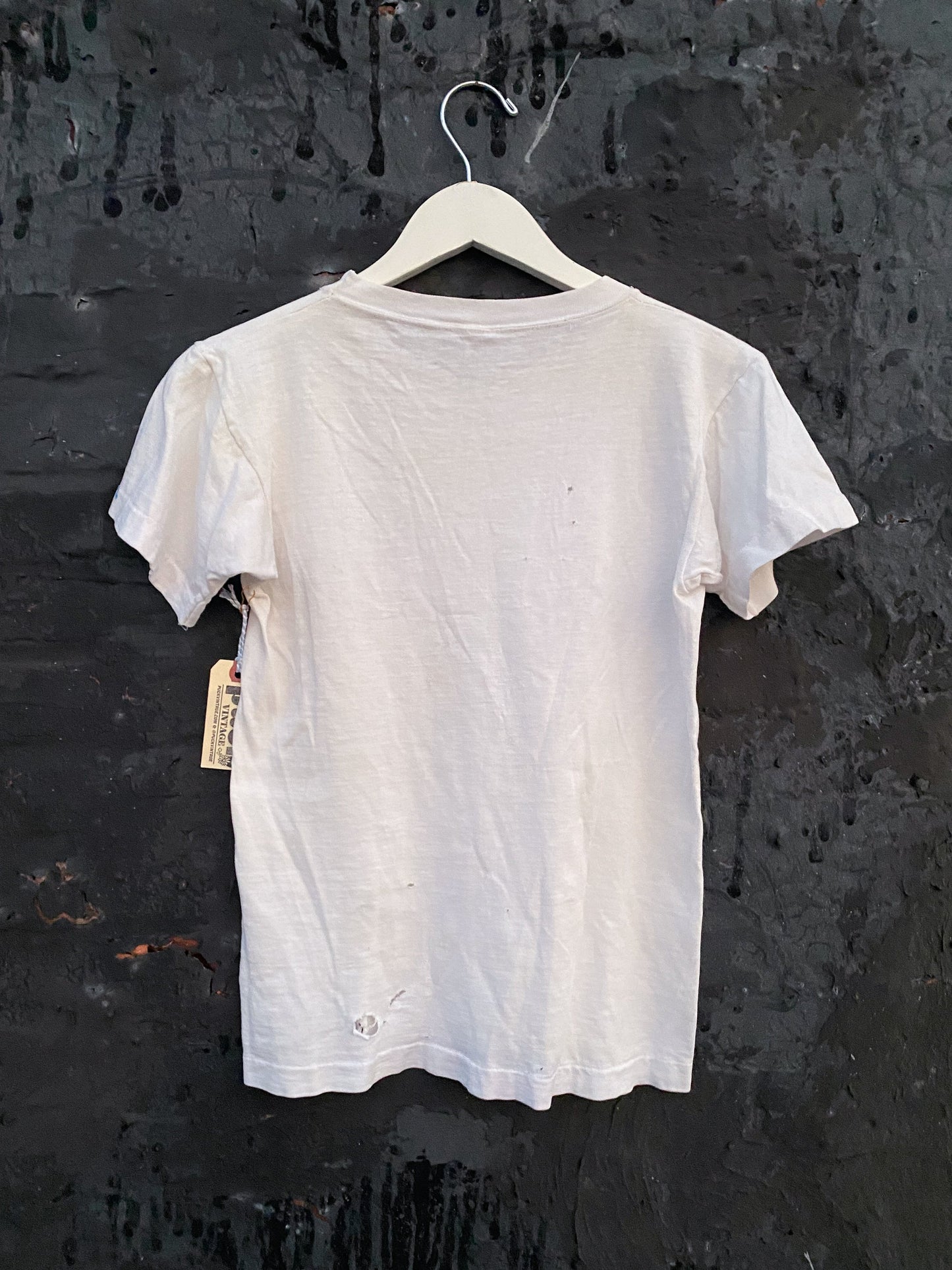 50's Champion White Busted Camp T Shirt