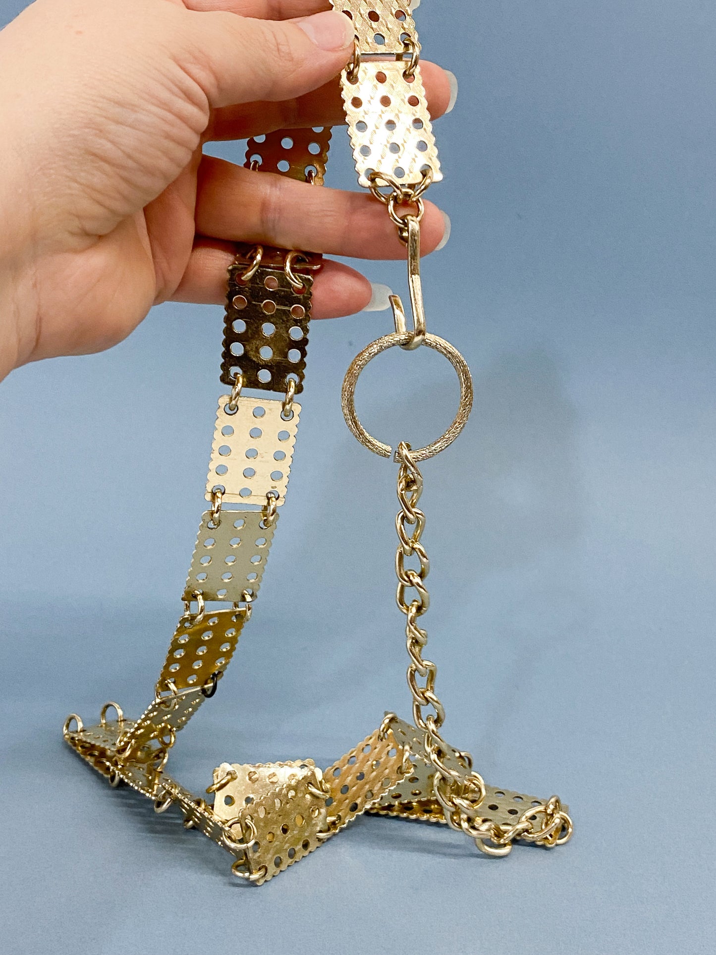 60’s 70's Gold Punch Card Chain Belt