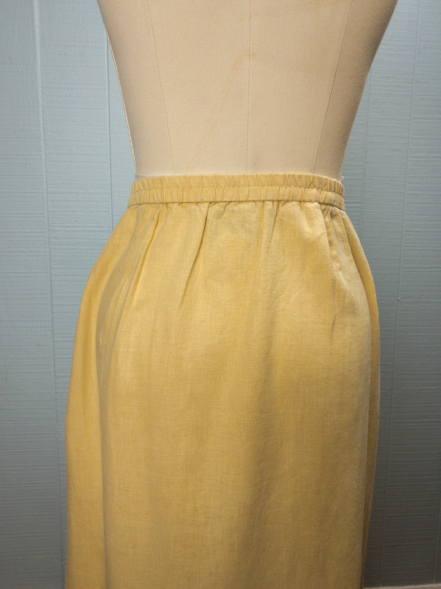 90's Butter Yellow Linen Maxi Skirt | L/XL