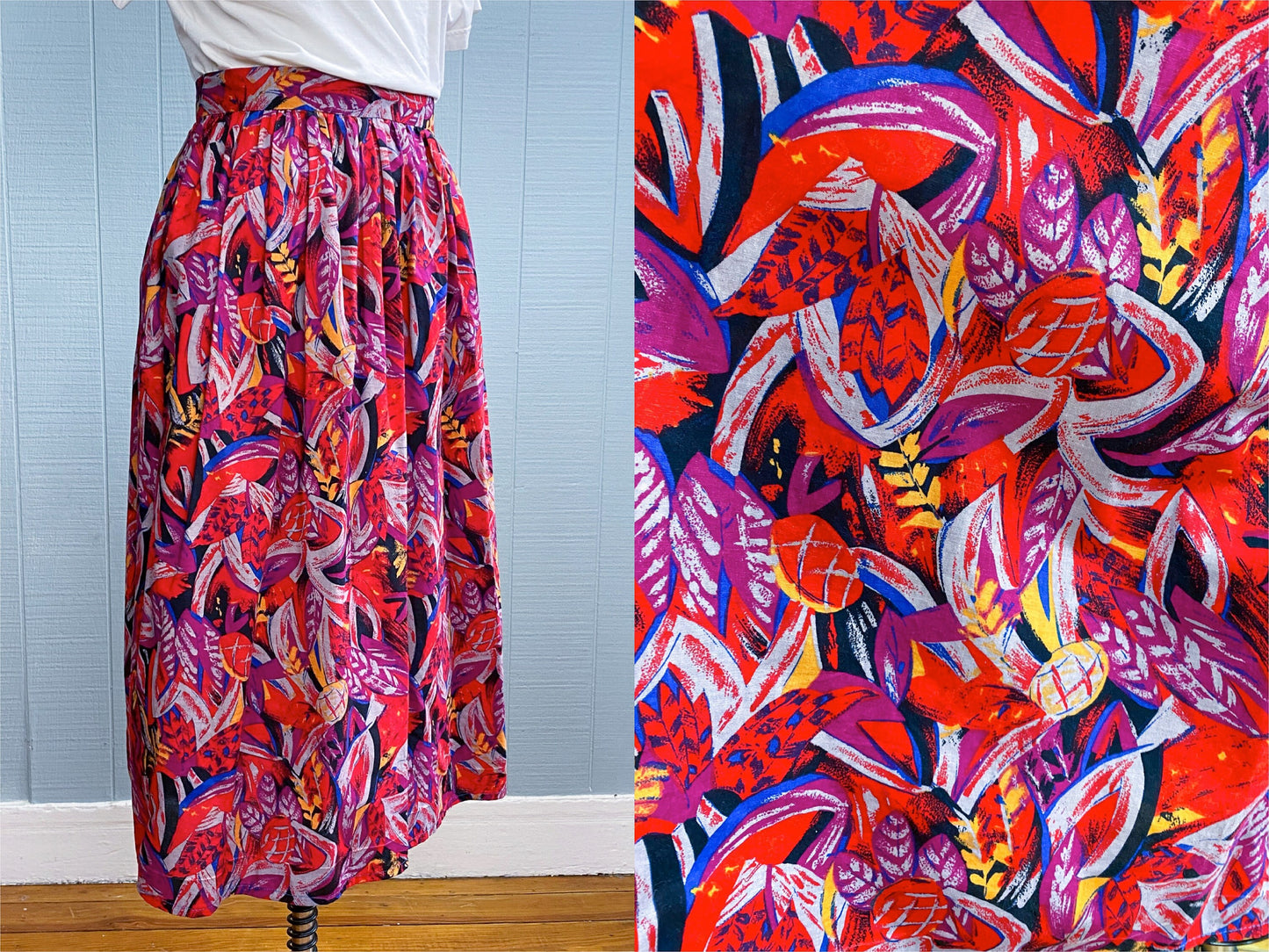 80s 90s Tropical Skirt | W26"