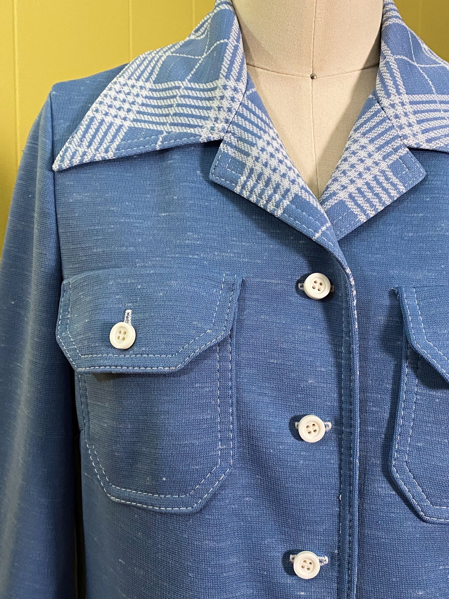 60s 70's Dusty Blue Jacket | S