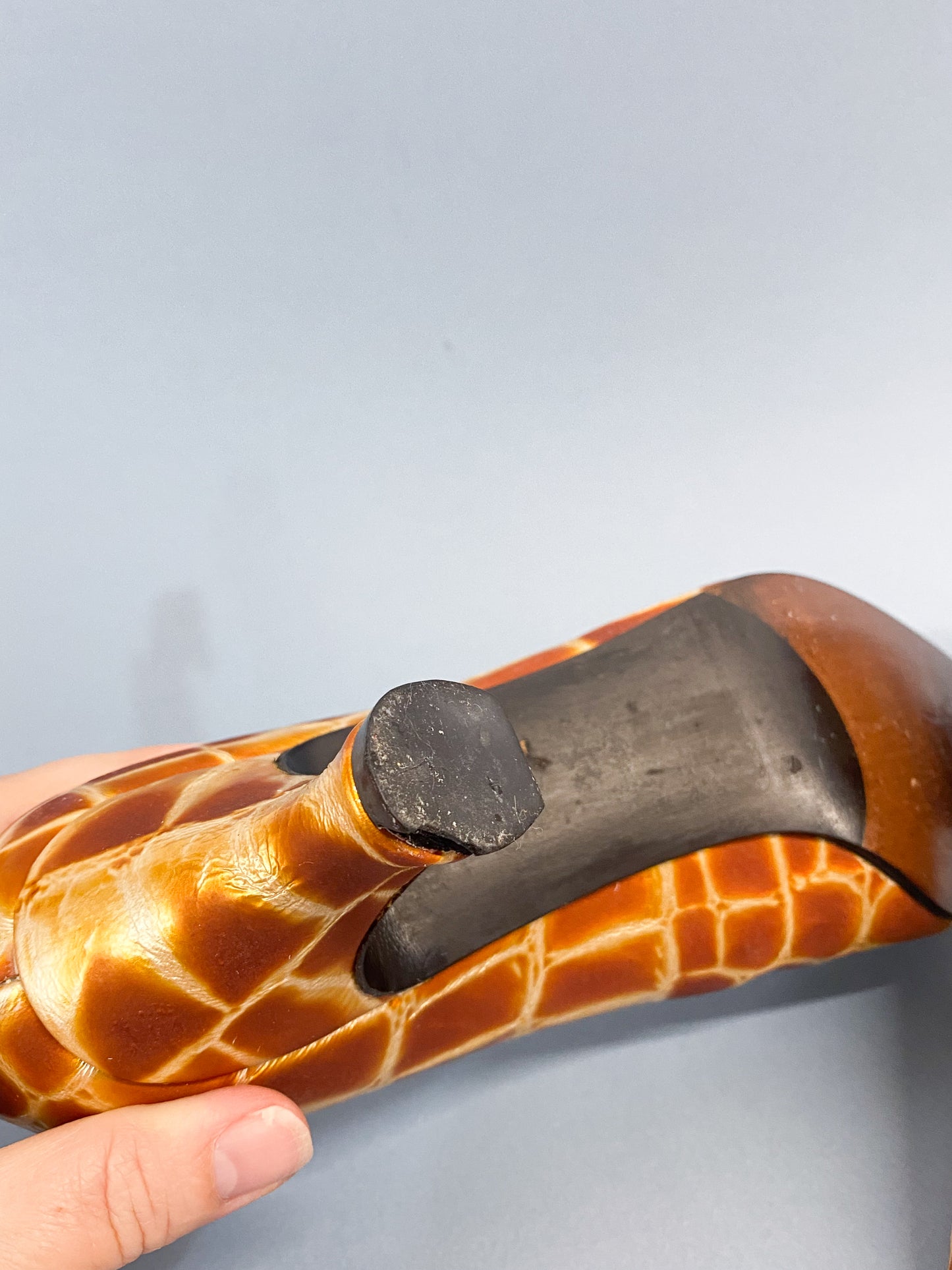 90's Stuart Weitzman Leather Orange Brown Gold Giraffe Heels