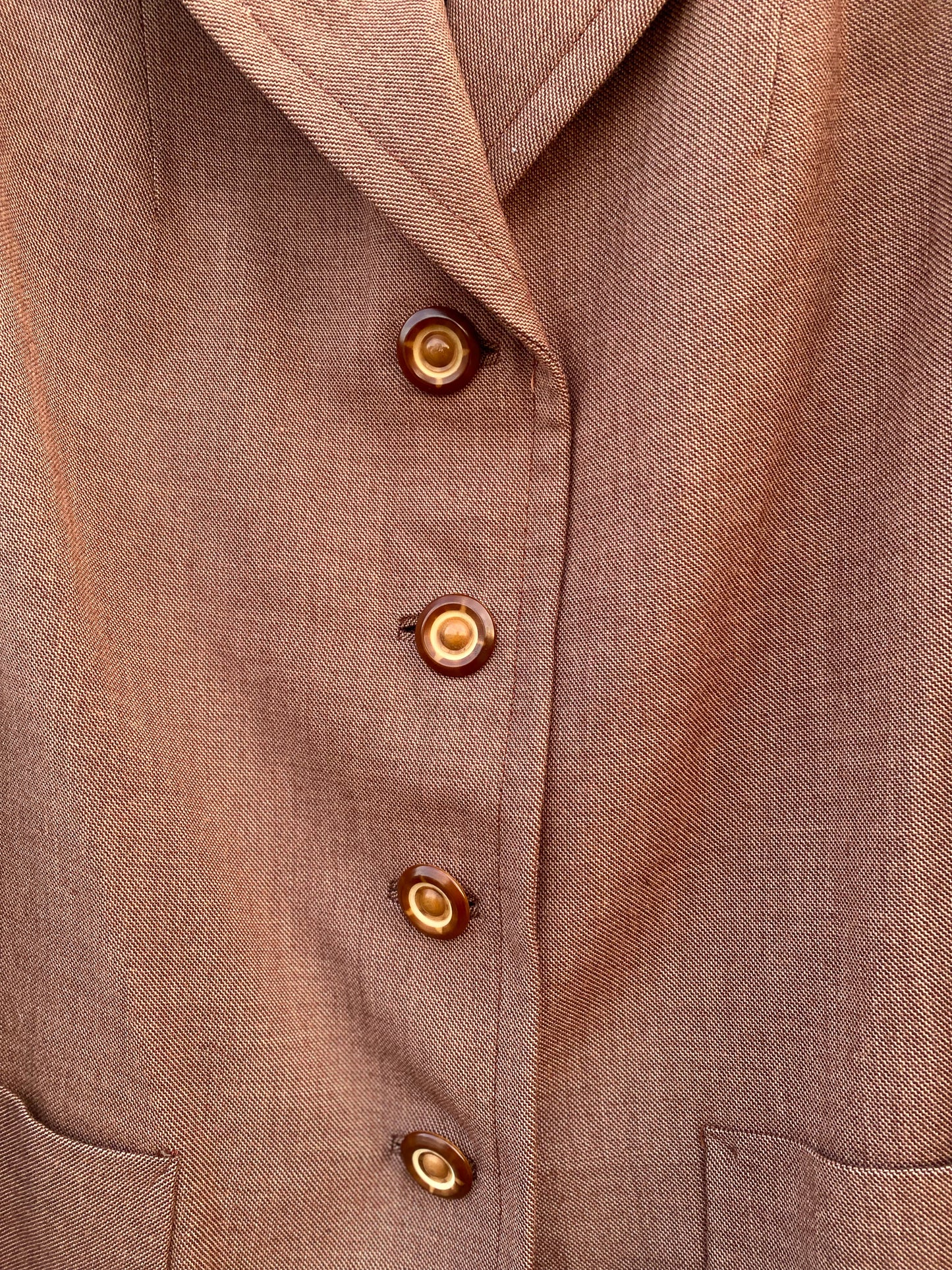 50's Four Button Revere Collar Warm Brown Blazer | L/XL