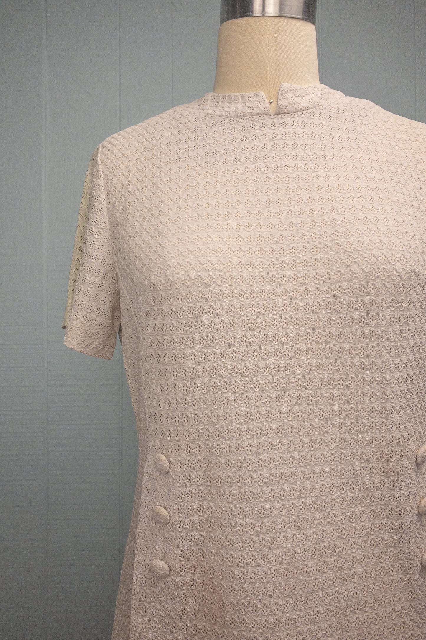 60's 70's Cream Eyelet Dress | S