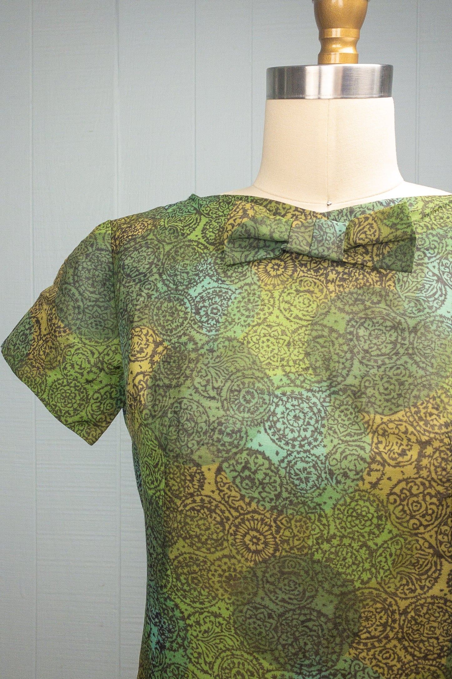 60s Green Watteau Shift | XS/S