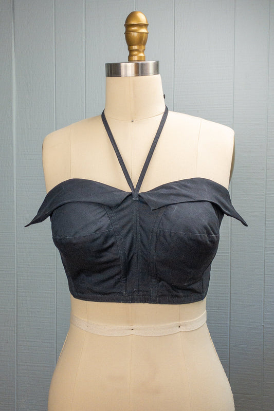 50s Black Bustier Bra Top