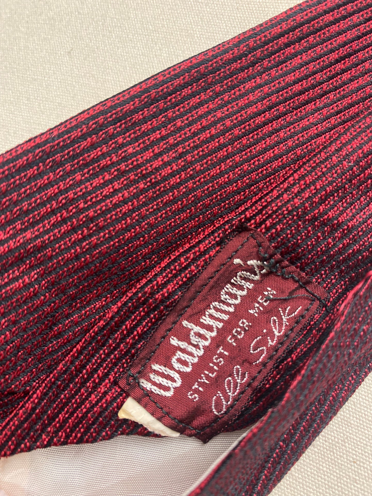 50's 60's Skinny Maroon Red Diamond Silk Tie