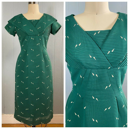 50s Emerald Green Fleck Sailor Dress | S/M