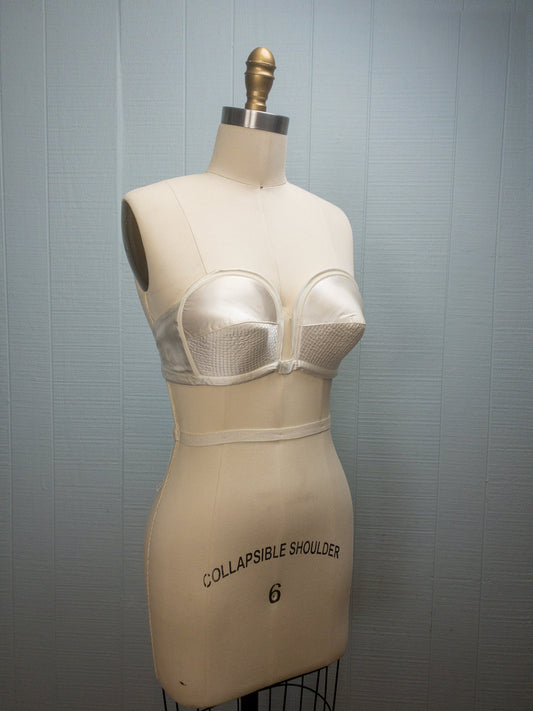 50's White Strapless Bullet Bra