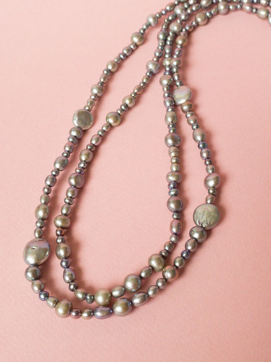 Silver Oil Slick Freshwater Pearl Necklace