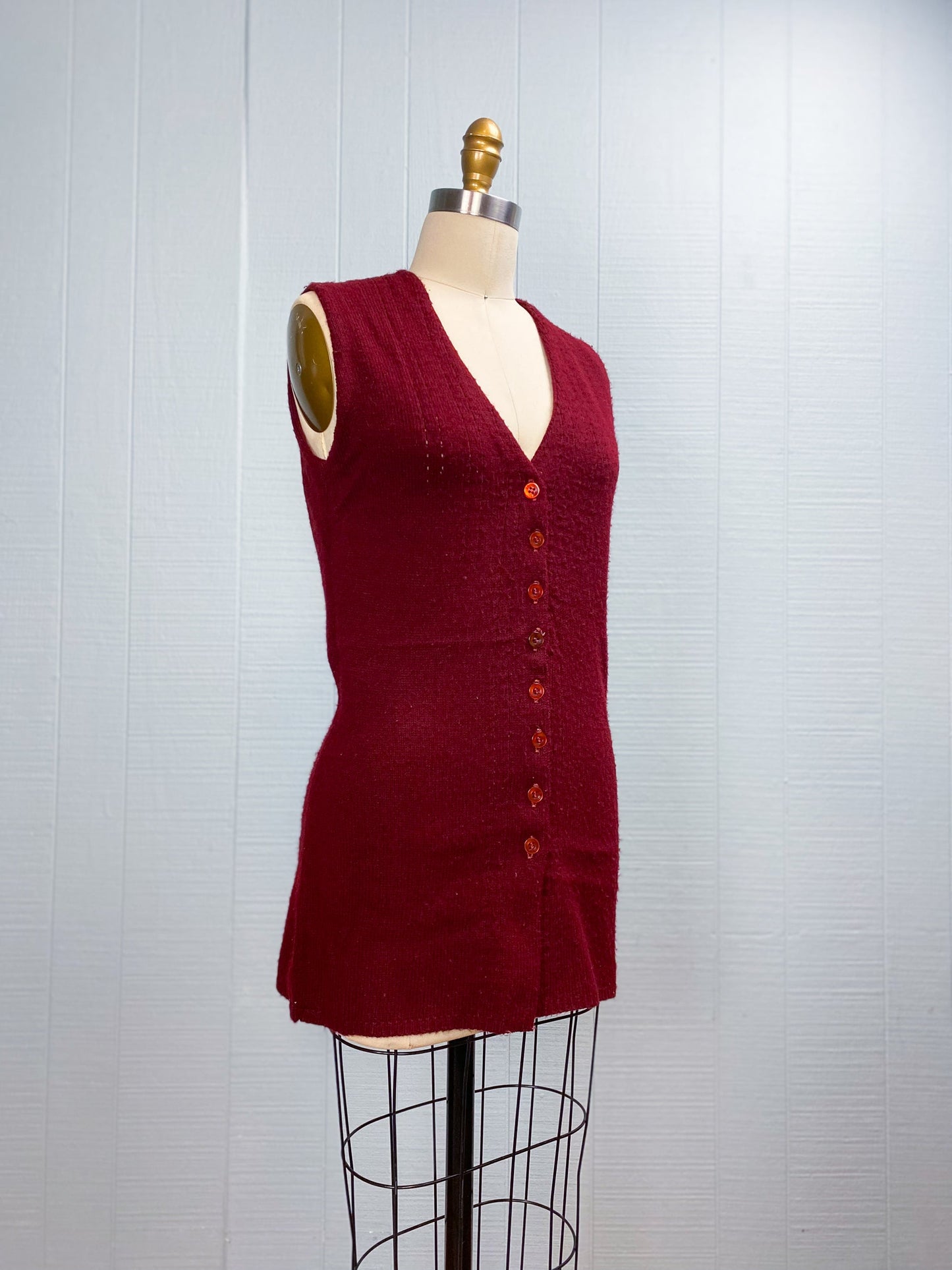 60's 70's Maroon Cable Knit Sweater Vest Bryant 9 by Carol Horn