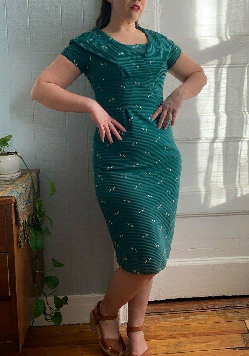 50s Emerald Green Fleck Sailor Dress | S/M