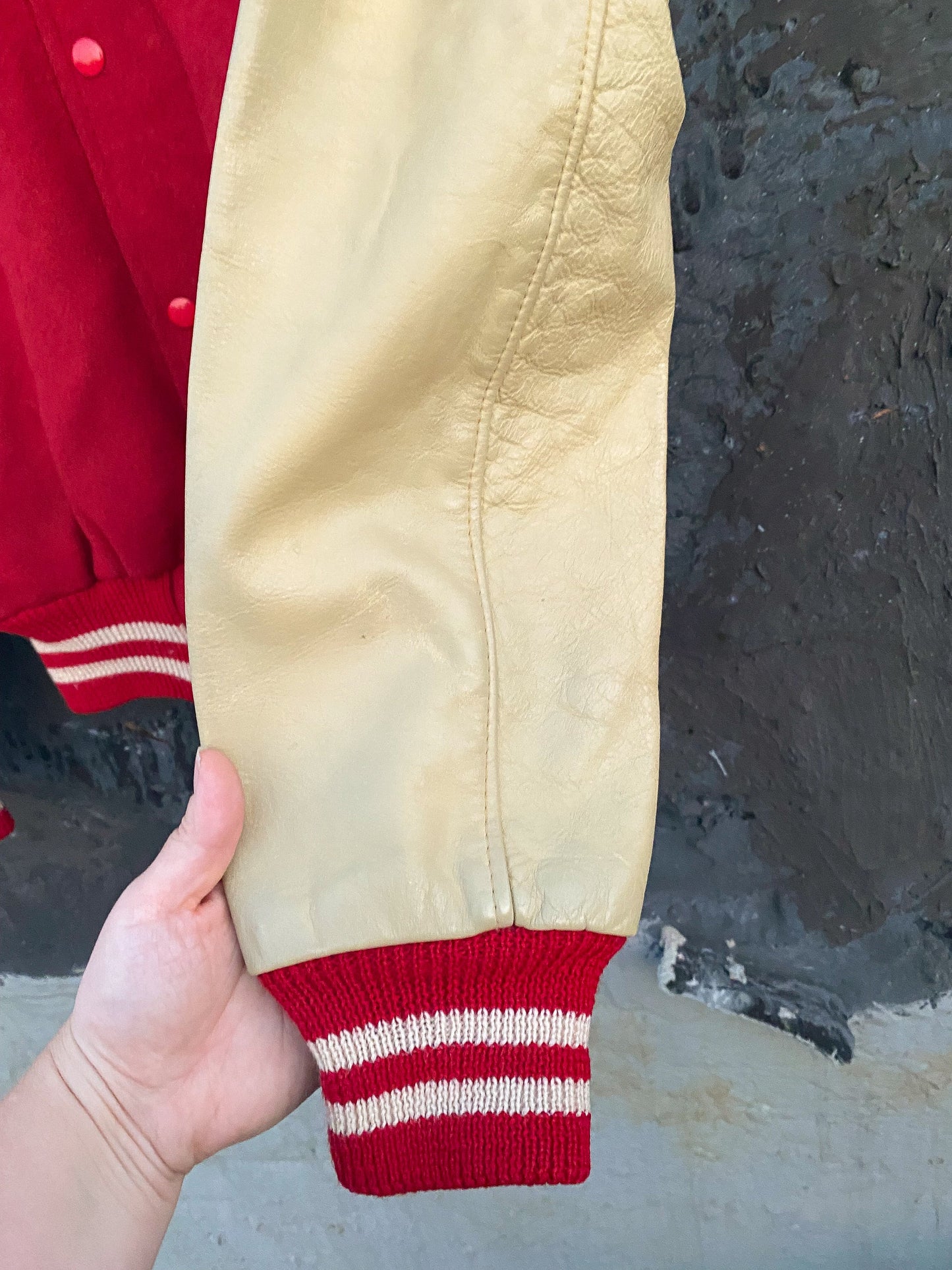 60s Red & Cream Cheer Letterman Jacket