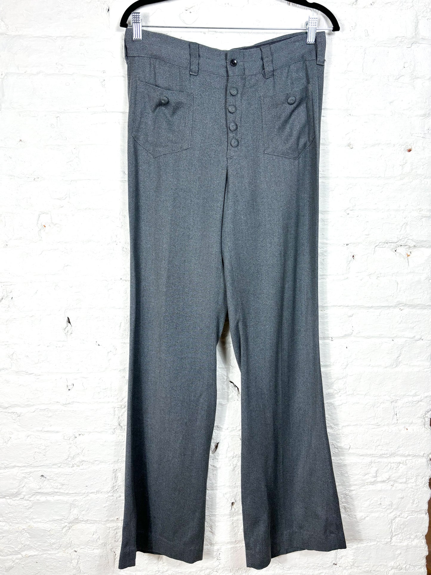 70's Grey Twill "Flairs" Bell Bottom Trousers | M/L