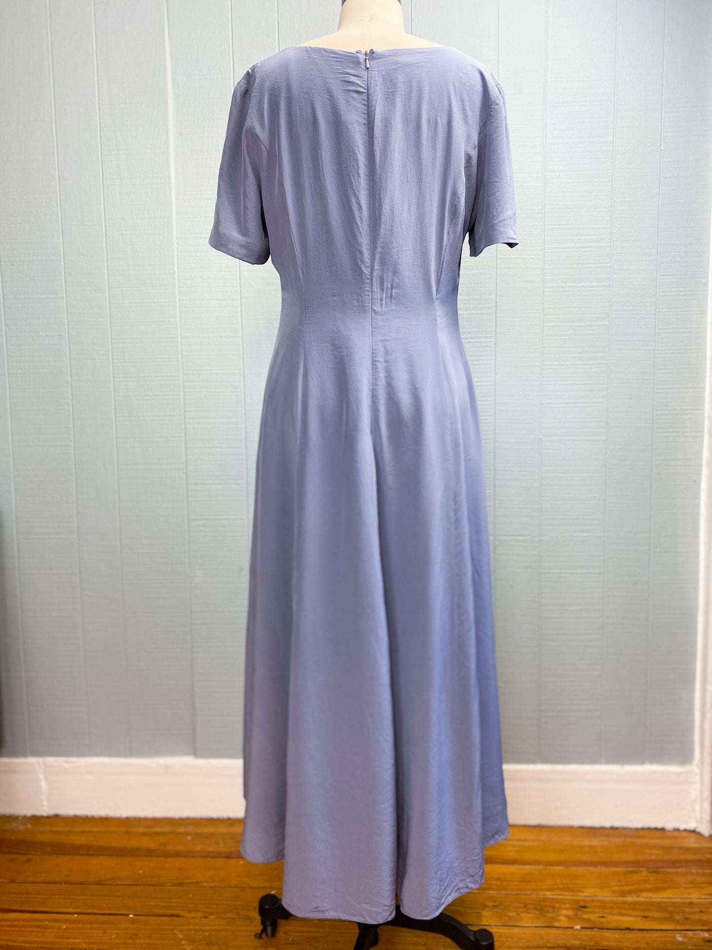 90s Dusty Blue/Lilac Silk Laura Ashley Dress | M