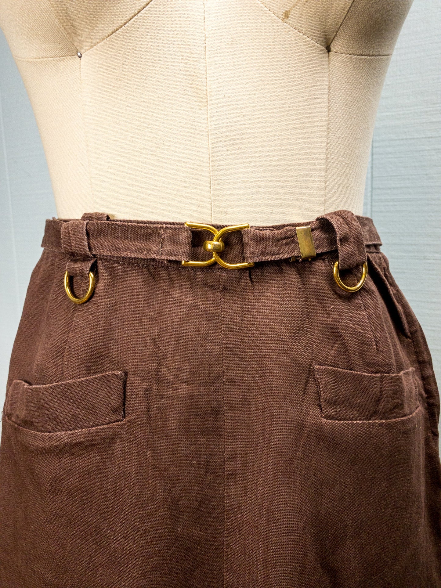 60's Brown Buckle Shorts | 25"