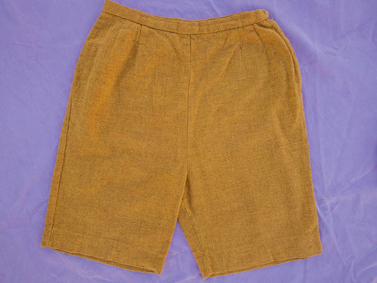 60's Textured Mustard High Waist Shorts