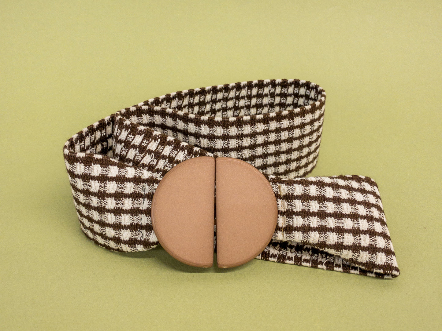 50's 60's Marvelous Mrs. Maisel Brown & White Gingham Elastic Stretch Belt